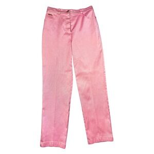 St. John Sport Pants Size 4 Metallic Shine Pink High Waist Straight Leg Dress